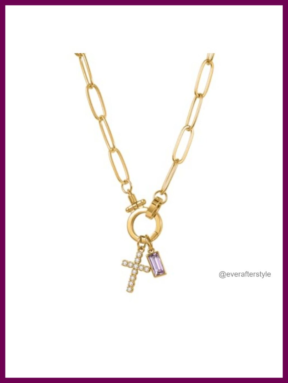 Dainty Gold Plated Faith Cross Necklace with Birthstone CZ Pendant, 18 inch
